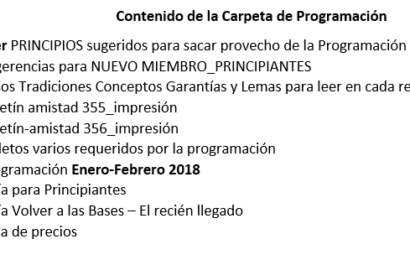 Programación Enero y Febrero 2019